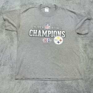Pittsburgh Steelers T-Shirt Mens L Gray Super Bowl XL Champions NFL Football '06